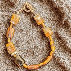 Elegant Gold and Brown Beaded Bracelet